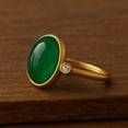 thumbnail image 4 of 10x12 mm Oval Real Emerald Ring - 925 SilverThree Gemstone Women's Emerald Ring - 4.50 Ct Green Stone Emerald Ring - Bezel Set Ring - Gift Item for Love, 4 of 4