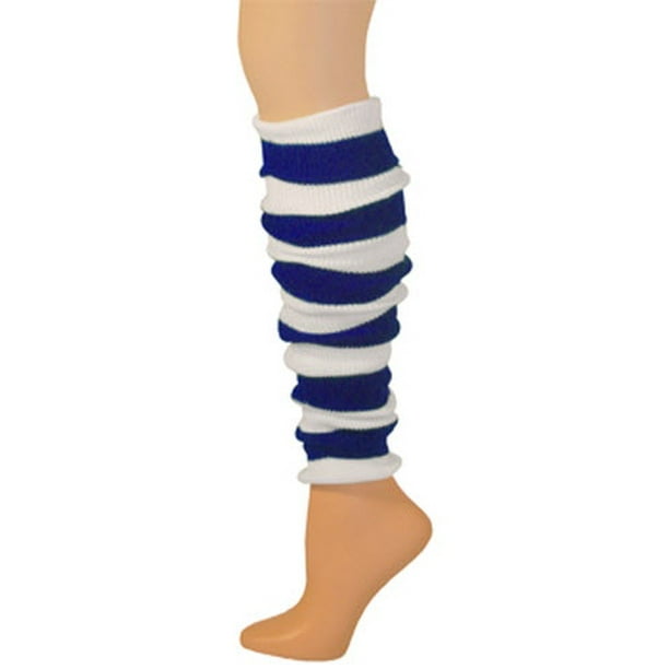 AJ's Striped Leg Warmers Blue/White (22")