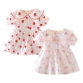 thumbnail image 6 of Fashion Clothes for Toddler Baby Girls Skirt Summer New Cute Strawberry Print Lapel Short Sleeve Dress, 6 of 8