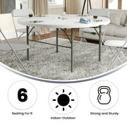 Flash Furniture Scarborough 5 Round Bi-Fold Plastic Event Folding Table with Handle, White