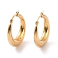 thumbnail image 2 of 10Pair PVD Vacuum Plating 304 Stainless Steel Chunky Hoop Earrings for Women Golden 31.5x30x6.5mm Pin: 0.6mm, 2 of 2