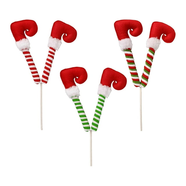 3 Piezas Piernas Duende Navidad Decoraciones Muñeco Peluche Barra Soporte para Estudio Oficina Casa Comedor Adecuado para Celebraciones Fiestas