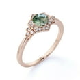 thumbnail image 4 of JeenMata 1.10 Carat Vintage Design 4 Prong Round Shape Milky White Druzy Moss Green Agate And Moissanite Floral Cluster Engagement Ring In 18K Rose Gold Plating Over Silver, 4 of 7