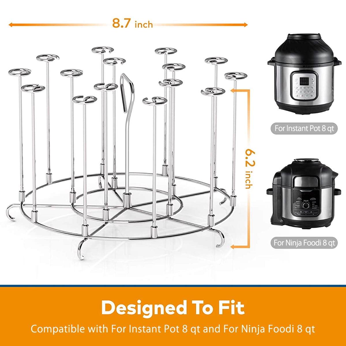 Air Fryer Rack Skewer Stand Compatible with Ninja Foodi Pressure Cooker,  Instant Pot 6 quart, 8 quart, Cosori, Comfee, CHEF iQ +More, Kabob Airfryer  Accessories Stainless Steel by INFRAOVENS - Yahoo Shopping