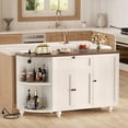 thumbnail image 2 of Homieasy Kitchen Sideboard Cabinet Buffet Table with Power Outlets, 55"Coffee Bar Cabinet with Drawer, Wine Rack/Shelves, for Living Room Entryway,White and Brown, 2 of 9