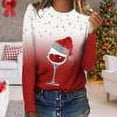 thumbnail image 1 of Hauts à Manches Longues pour Femmes T-Shirt de Noël Imprimé 3D Cerf Décontracté à Col Rond, 1 of 5