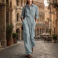 thumbnail image 4 of Edvintorg Jumpsuits for Women Plus Size One Piece Long Sleeve Button Down Romper with Pant Fashion Clothing Women S-3XL Gray, 4 of 7