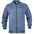 thumbnail image 5 of MXALUOB Bomber Jacket for Men Faux Suede Solid Color Ribbed Cuff Fashion Coats Full Zip Casual Regular Fit Flight Jacket with Pocket, 5 of 5