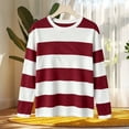 thumbnail image 4 of Horkkom Striped Shirt Women Long Sleeve Pullover Crew Neck T Shirts Casual Daily Fall Tops XXL, 4 of 4