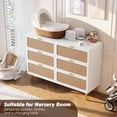 thumbnail image 4 of Bingirl Commode à 6 Tiroirs en Rotin Blanc avec Poignées en Métal et Compartiments de Rangement pour Chambre et Salon, 4 of 9