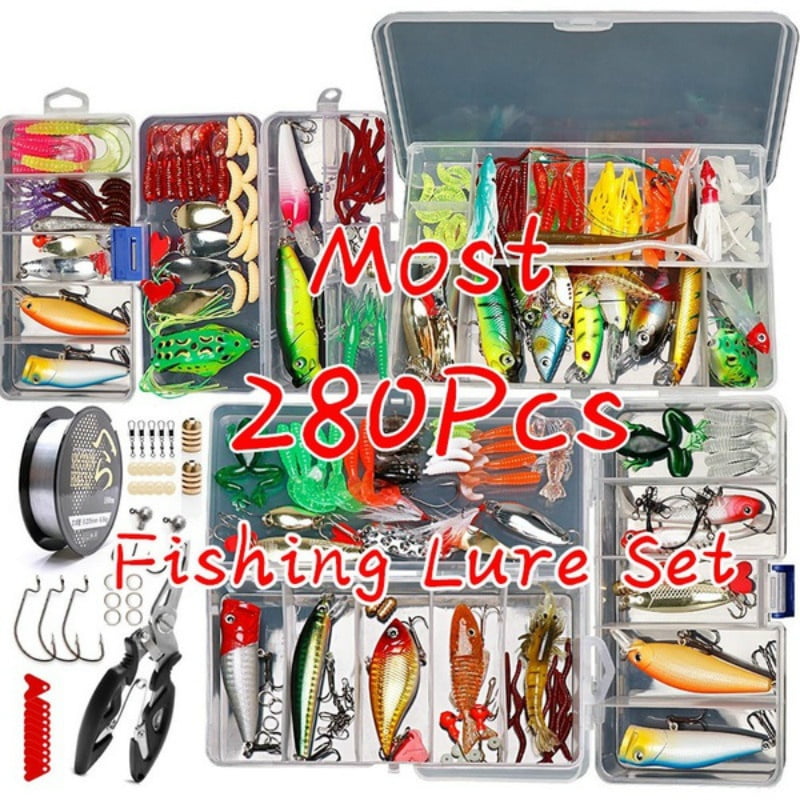50 Pieces Fishing Tackle Box Set Fishing Lures Kit Storage Box Sea Fishing 