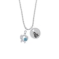 thumbnail image 2 of Delight Jewelry Silvertone Open Sea Turtle with Blue Plumeria Silvertone Script Initial Disc - & - Charm Necklace, 20"+3", 2 of 4