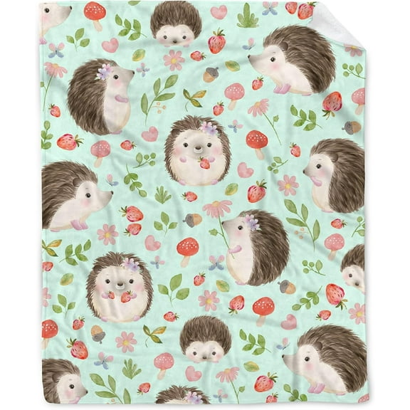 Cute Flower Hedgehog Fleece Flannel Gift Blanket Lightweight Soft Throw Blanket Cute Cozy Blanket for Bed Couch Travel Outdoor 40''''x 50'''' for Kids/Child