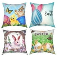 thumbnail image 4 of Zhourta Easter Pillow Covers Spring Easter Throw Pillow Covers Easter Bunny Eggs Cushion Covers Pillow Cases for Home Outdoor Sofa Couch Decoration 18x18Inch, 4 of 4