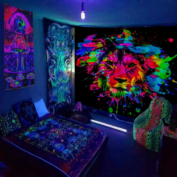 Goory Blacklight Blanket Psychedelic Tapestry Hippie Background Trippy Wall Hanging Colorful