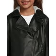 thumbnail image 4 of Wonder Nation Girls Faux Leather Moto Jacket with Knit Hood, Sizes 4-18 & Plus, 4 of 5