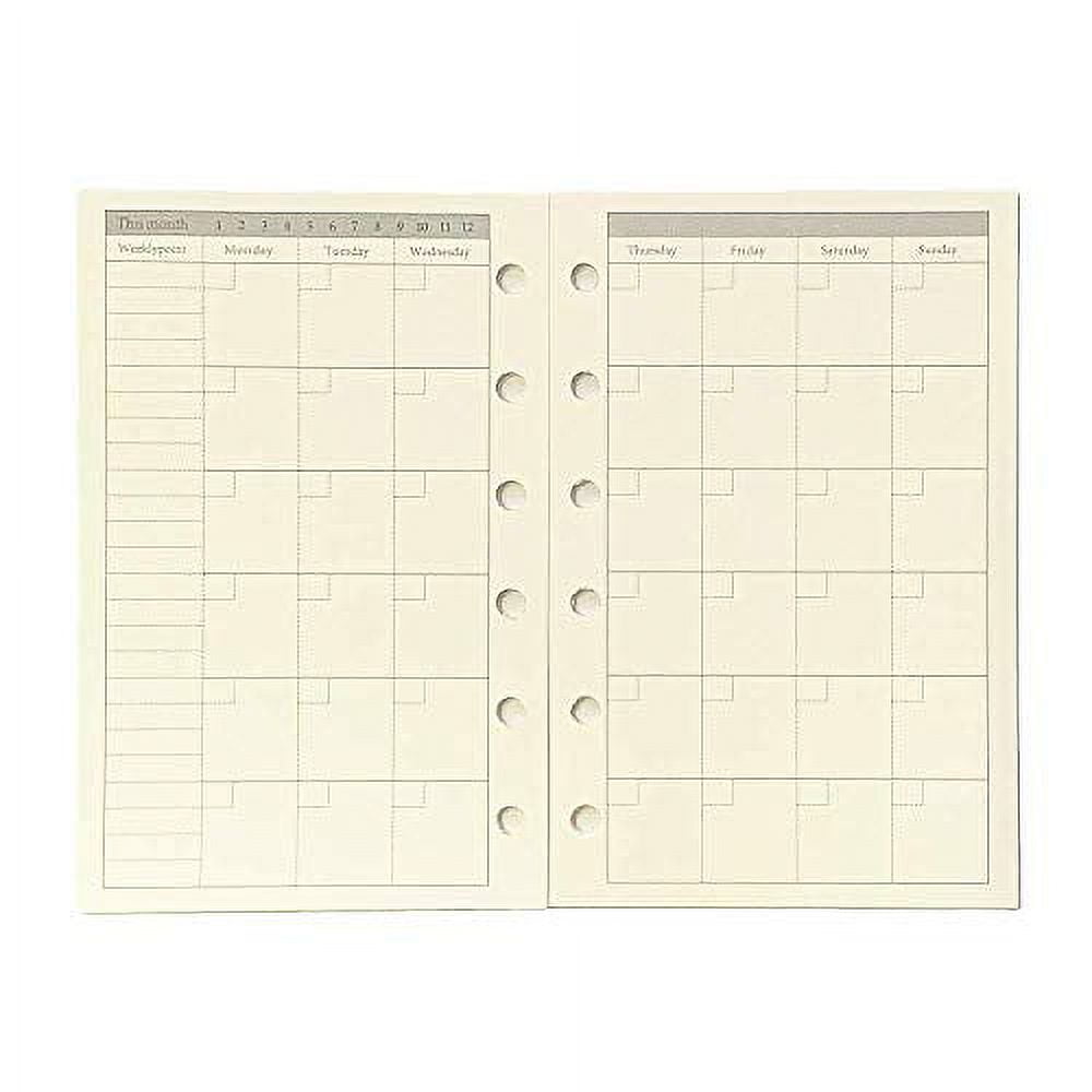 A7 Planner Refill, A7 Agenda Refill for Filofax,Undated, Monday Starts on  Left, 6 Hole/100gsm, 45sheets/90pages,4.84 x 3.23'', Harphia(A7 Weekly Plan)