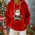 thumbnail image 2 of qelini Fleece Hoodies for Women Santa Claus Print Pullover Dropped Shoulder Long Sleeve Sweatshirts Casual Holiday Tops, 2 of 7