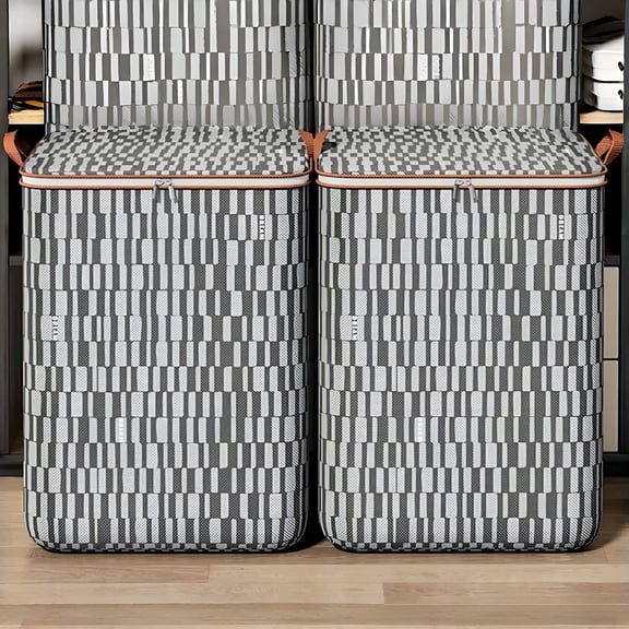 XIBUFE 2Pcs L Foldable Fabric Storage Bins With Lids For Closet Dorm Essentials