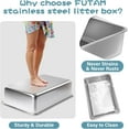 thumbnail image 2 of Stainless Steel Cat Litter Box, Large Pan 23.6“x15.7"x14" Metal Open-Top Large Kitten Litter Tray with Cover, Step, Scoop, Non-Stick Easy Cleaning, Gray, 2 of 6