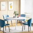 thumbnail image 6 of LinkRomat 39.1" Round Dining Table For 4-5 People, Faux Marble Round Tulip Table with MDF Tabletop, Modern Kitchen Dining Table Suitable for Dining, Cafe, Office, White Marble, 6 of 7
