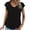 Black, variant on YOTMKGDO Summer Outfits for Women, Womens Short Sleeve Tops, Womens Tops Dressy Casual Shirred V Neck T Shirts Ruffle Sleeve Tops Summer Fashion T Shirt, Plain T Shirts for Women, L