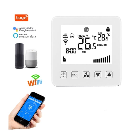 WiFi Smart Thermostat 24V For Central Air Conditioner Fan Coil Units FCU Room Temperature Controller Cooling Heating Ventilation ,Easy to Install