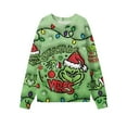 thumbnail image 3 of Ugly Christmas Sweater for Women Printed Long Sleeve Womens Sweatshirt Green Mons ter Graphic Holiday Pullover Tops Christmas Tree Sweatshirts for Women, 3 of 5