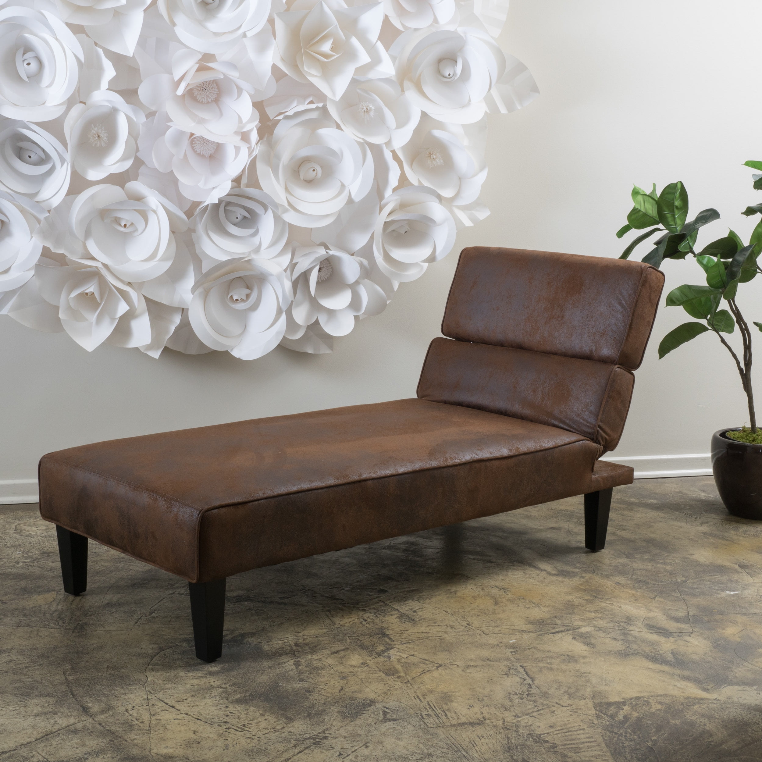 Noble House Franklin Indoor Microfiber Chaise Lounge Chair, Brown