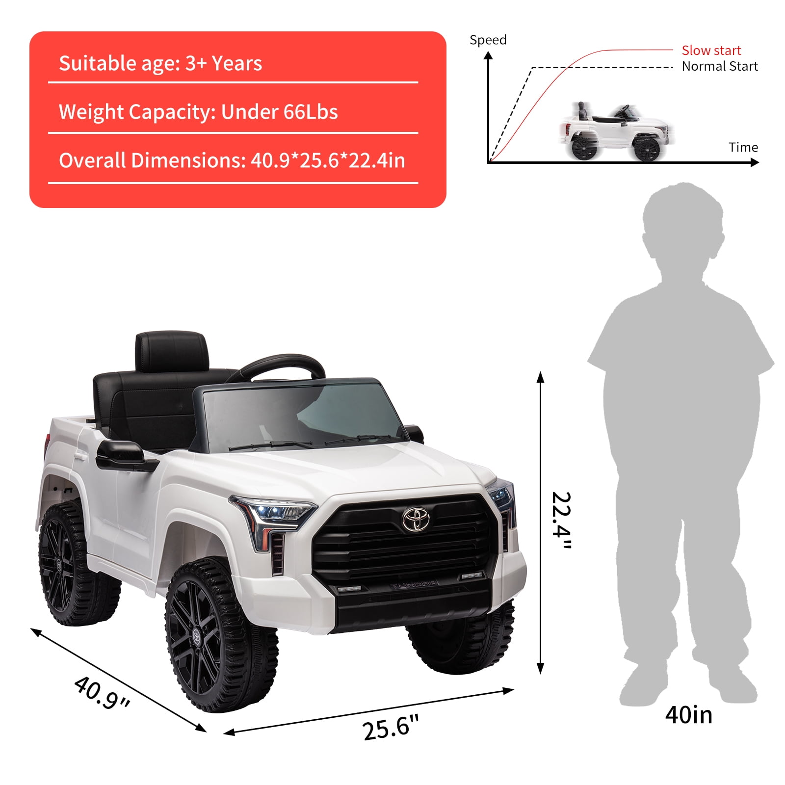 EastVita 12V Ride on Car [Toyota Licensed] Ride on Toys, Battery Powered Electric Car with Remote Control, MP3, LED Lights, Safety Belt etc. for Age 3+Boys Girls