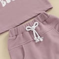 thumbnail image 6 of WIBACKER Toddler Baby Boy Summer Outfit Infant Girl Clothes Auntie Bestie Short Sleeve T-Shirt Casual Rolled Shorts Set, 6 of 8