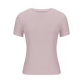 thumbnail image 4 of Mittory Women Crew Neck Ribbed Fitted Tight Tshirt Short Sleeve Shirt Basic Knit Top, 4 of 5