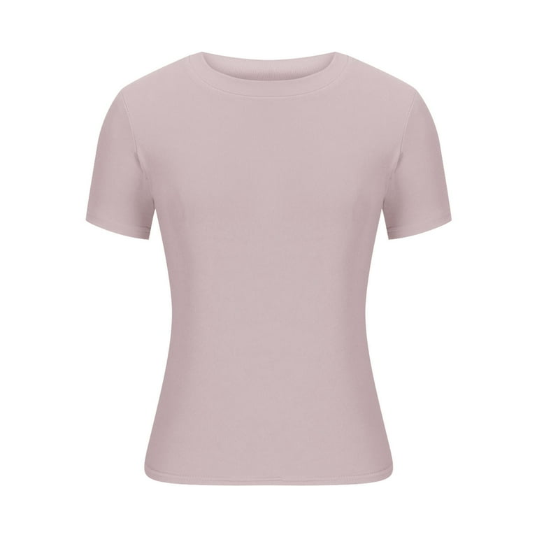 Crew Neck Playeras Color Rosa Fartey Womens Basic Short Sleeve