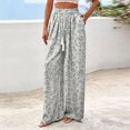 thumbnail image 5 of Stralyhd Womens Pants Leopard Print Wide Leg Drawstring Elastic Waist Flowy Palazzo Pants Lightweight Loose Summer Vacation Travel Outfits Gray L, 5 of 6