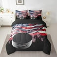 thumbnail image 2 of 7 Pieces Twin Comforter Set,Ice Hockey All Season Bed in a Bag,Athletic Sports Game Bedding Set with American Flag Comforter,Flat Sheet,Fitted Sheet,Pillowcases,Pillow Shams, 2 of 5