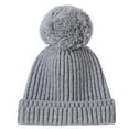 thumbnail image 4 of CYRBOKO Baby Girls Beanies with Pompom, Snow Thermal Cotton Winter Skiing Hats Gray Size 0-12 Months, 4 of 4
