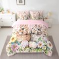 thumbnail image 2 of Erosebridal Easter Eggs Bedding Sets Twin Size,Kawaii Rabbit Floral Comforter Sets with Sheets,Pink Buffalo Decor,Reversible,7pcs, 2 of 5