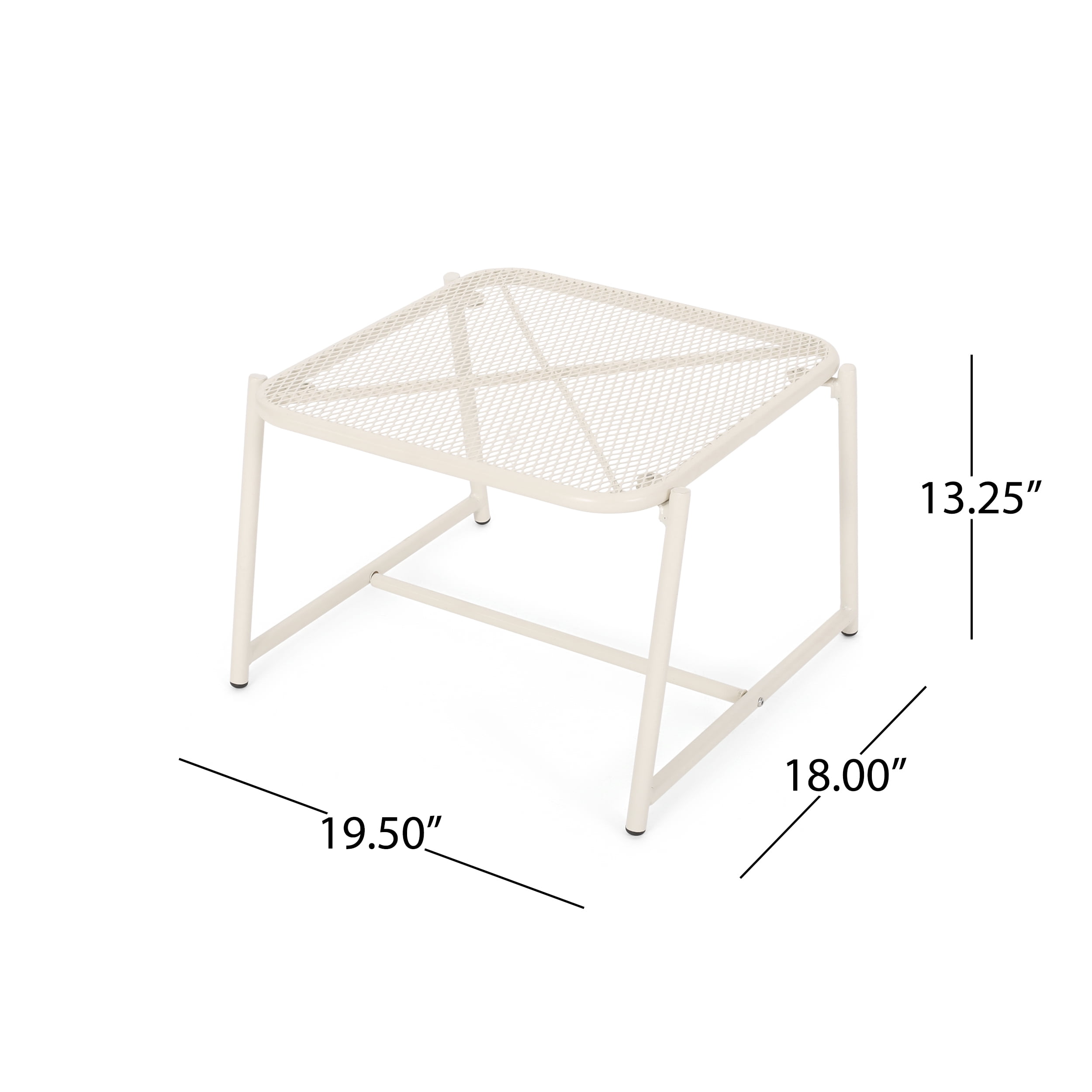Outdoor Mesh Metal Side Table 13 Inch H, Compact Accent Table for Patio Garden, White