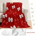 thumbnail image 5 of Red White Bow Blanket Soft Cozy Warm Throw Blanket for Couch, Plush Fuzzy Flannel Fleece Blankets for Sofa, Modern Art Watercolor Bowknot Bed Blankets Lightweight Gifts for Women, 50"x60", 5 of 9