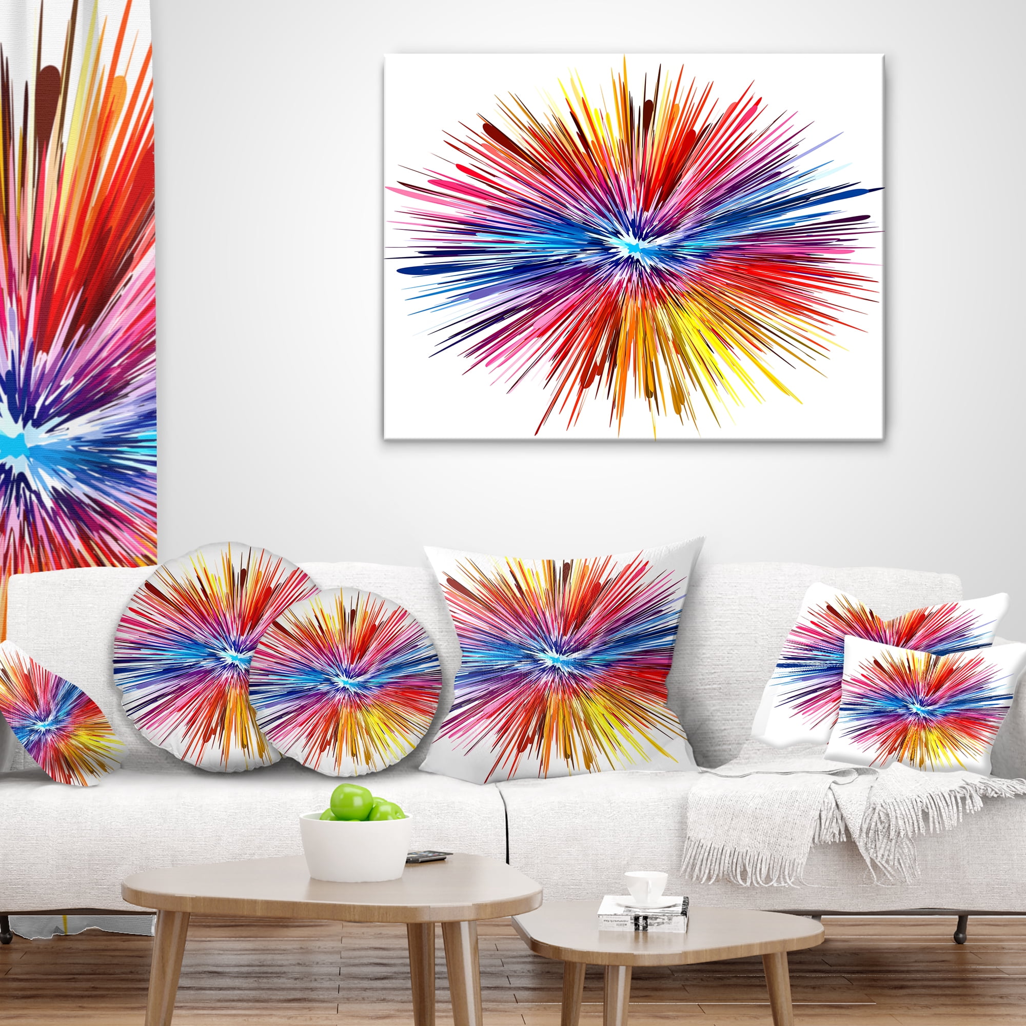 Designart Color Explosion - Abstract Throw Pillow - 16x16