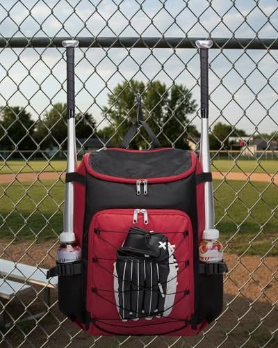 Baseball Softball Gear Bag for Boys Girls Ages 8-12 12-14 14-16 Large Kids Bat Bag Backpack with Ventilated Shoe Compartment Baseball Softball Stuff Supplies for Youth Adult