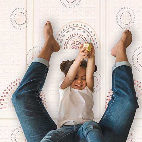 JumpOff Jo Extra Large Foldable Kids Foam Play Mat, Padded Baby Floor Mat, 77 x 70 in - Rainbow Dash
