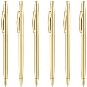 Unibene 6 Pack Slim Gold Ballpoint Pens Black Ink 1 mm - Black ink, Nice Gift for Business Office Students Teachers Wedding Christmas