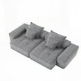 thumbnail image 3 of Modern Minimalist Chenille Fabric Sectional Sofa 113cm with 2 Chaise Lounge and 2 Armrests, 3 of 21