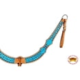 thumbnail image 7 of hilason western leather horse one ear headstall breast collar turquoise crocodil, 7 of 7