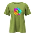 thumbnail image 4 of New & Trending Uooqdmx Graphic Tees for Women, Floral Tops for Women, Beach Vacation Clothes for Women, Short Sleeve T Shirt Round Neck Loose Soft Top, Plus Size Tops for Women, Green XL, 4 of 4