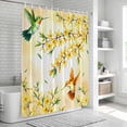 thumbnail image 5 of Watercolor Floral Shower Curtain Set - Small 36" x 72" Washable Bathtub Curtain with 12 Hooks, Yellow Flower Hummingbirds Botanical Spring Waterproof Fabric Shower Curtains for Bathroom/Bathtub, 5 of 6