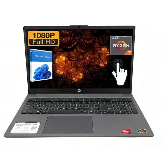 HP Laptop, 15.6-inch FHD Touchscreen, AMD Ryzen 7-5825U, 32GB RAM, 1TB SSD, AMD Radeon Graphics, Windows 11 Home,Gray, 15-fc0204nr,W/O Mouse