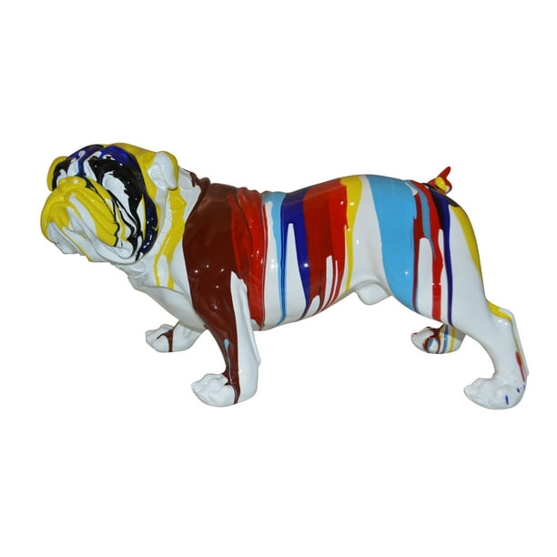 Modern art resin multicolored Bulldog statue - Size: 28"L x 12"W x 16"H