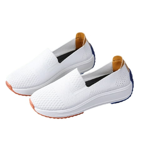 

Women\ s Slip-On Walking Shoes Breathable Platform Shoes Wedge Loafers Anti Slip Casual Footwear